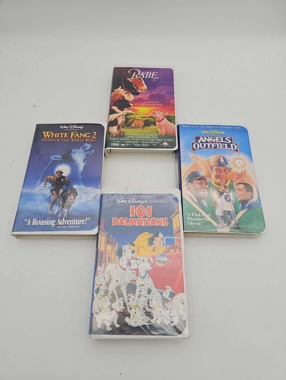 Used VHS lot: 101 Dalmatians, Babe, Angels in the Outfield, White Fang 2. Tested